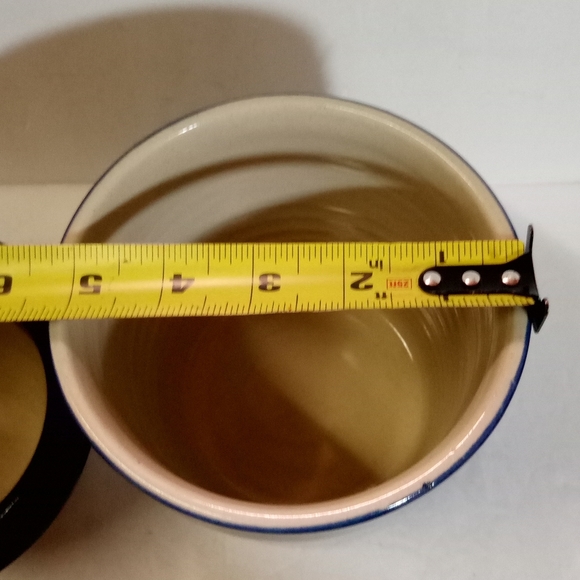 2 Pc Thick Heavy Pottery Handcrafted Containers Blue Swirl New - Picture 6 of 11